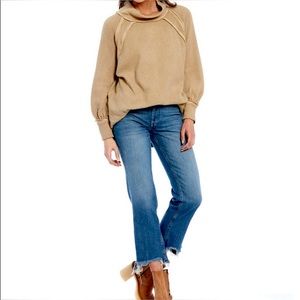 FP / We The Free • She’s A Keeper Beige Mock Neck Long-Sleeve Sweater Size Small